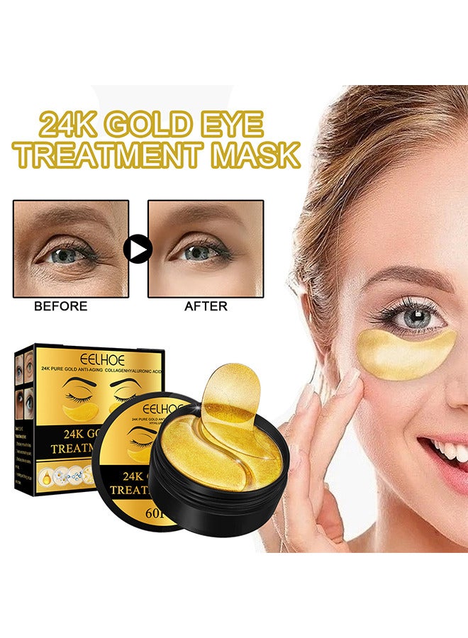 EELHOE 24K Gold Eye Treatment Mask, Anti-Aging Collagen Protein Moisturizing The Eye Area And Reducing Dark Circles And Fine Lines Under The Eyes - Image 1