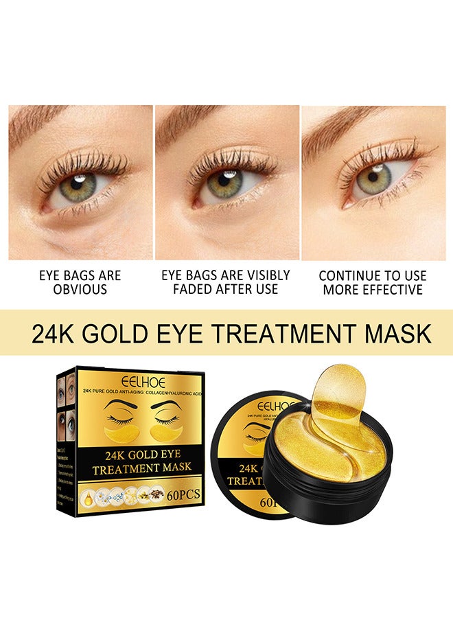 EELHOE 24K Gold Eye Treatment Mask, Anti-Aging Collagen Protein Moisturizing The Eye Area And Reducing Dark Circles And Fine Lines Under The Eyes - Image 3