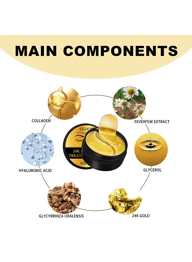 EELHOE 24K Gold Eye Treatment Mask, Anti-Aging Collagen Protein Moisturizing The Eye Area And Reducing Dark Circles And Fine Lines Under The Eyes - Image 2