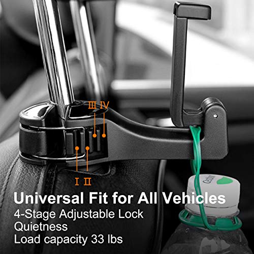 Jupswan 2 in 1 Car Seat Hooks for Purses and Bags with Phone Holderï¼Å’Automative Headrest Purse Handbag Holder Hangers Organizers,Falling Resistance, Quietness and Universal Fit - Image 4