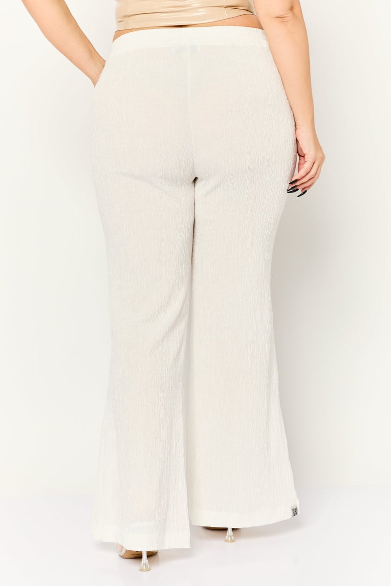 The Giving Movement Women Regular Fit Textured Wide Leg Pants, White - Image 2