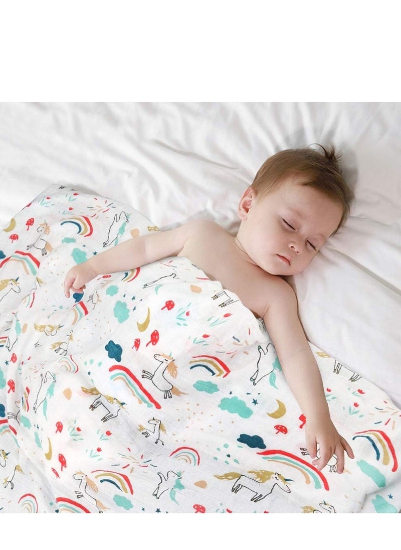 Generic - (3 Pack) Baby Blankets soft Bamboo Baby Muslin Swaddle Blankets Premium Knit Baby Burp Cloth Muslin Baby Muslin Blankets 110*120cm - Image 1