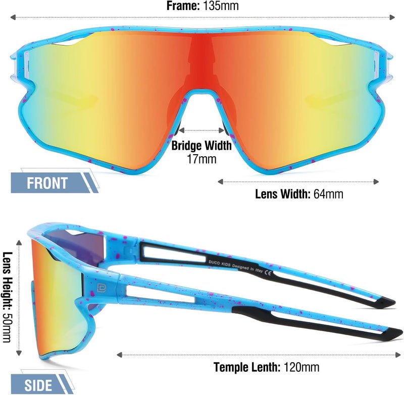 DUCO Kids Sunglasses Polarized UV Protection 400 - Kids Sports Sunglasses Boys with Lightweight TR90 Frame - Youth Baseball and Cycling Sun Glasses for Boys & Girls - DK268 - Image 4