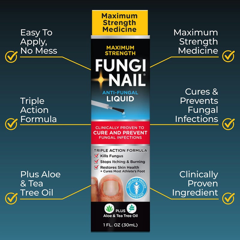 Fungi-Nail Anti-Fungal Liquid Solution, Kills Fungus That Can Lead to Nail & Athleteâ€™s Foot with Tolnaftate & Clinically Proven to Cure and Prevent Fungal Infections 1 Fl Oz (Pack of 2) - Image 3