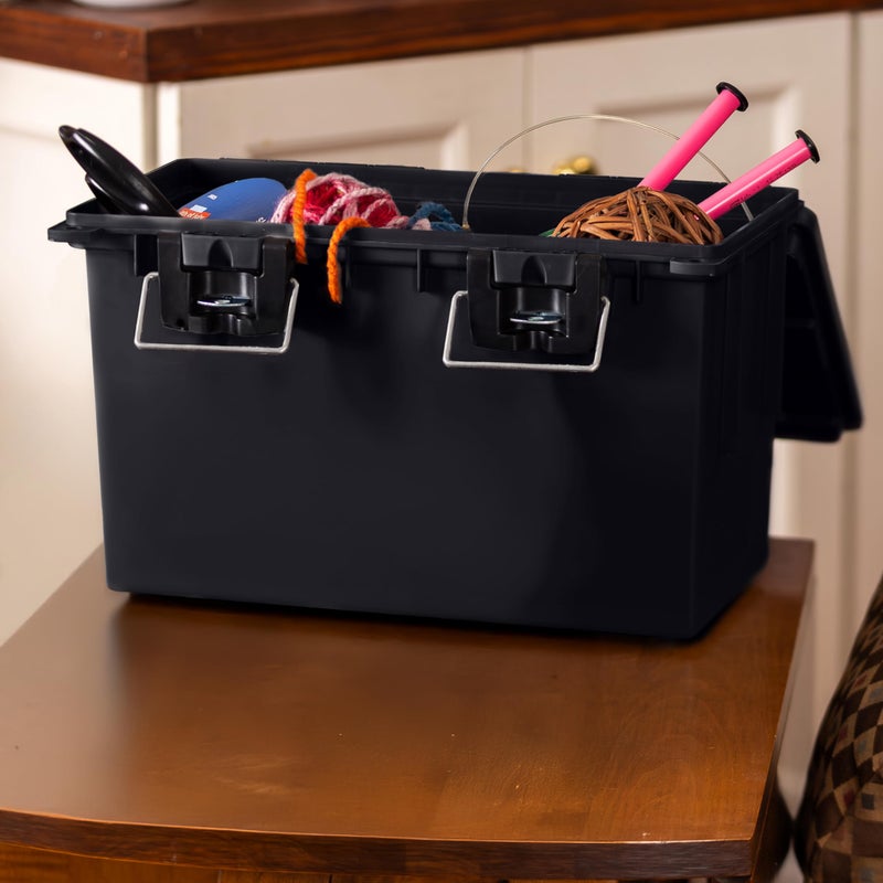 Sheffield 12706 Storage Bins With Lids, 2-Pack Stackable Storage Bins, Made in USA, Lockable and Water-Resistant Containers with Lids, Plastic Containers for Home, Classroom, and Dorm - Image 3