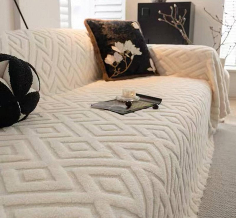 Generic Sofa Cover Set, Beige, 3m, Stretch Fit Couch Protector, .br - Image 2