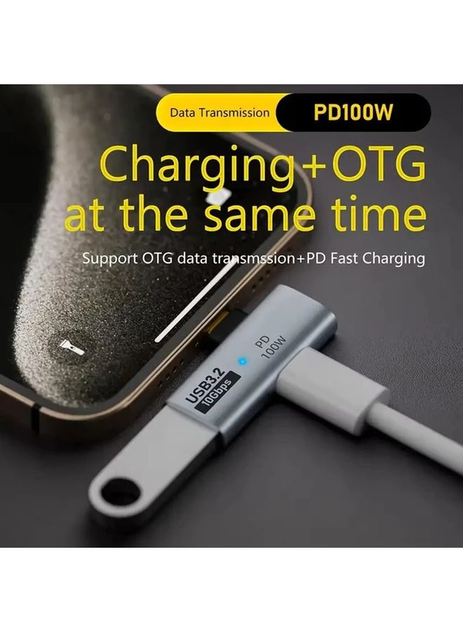 Gray 2 In 1 USB C Adapter With PD 100W Fast Charging Data Transfer OTG For Phone Tablet MacBook - Image 4