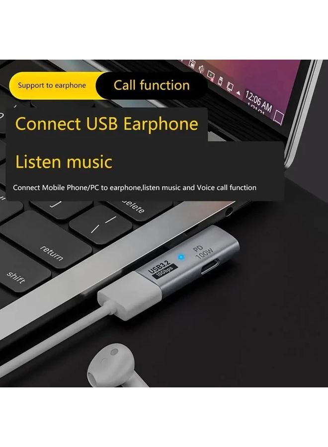 Gray 2 In 1 USB C Adapter With PD 100W Fast Charging Data Transfer OTG For Phone Tablet MacBook - Image 5