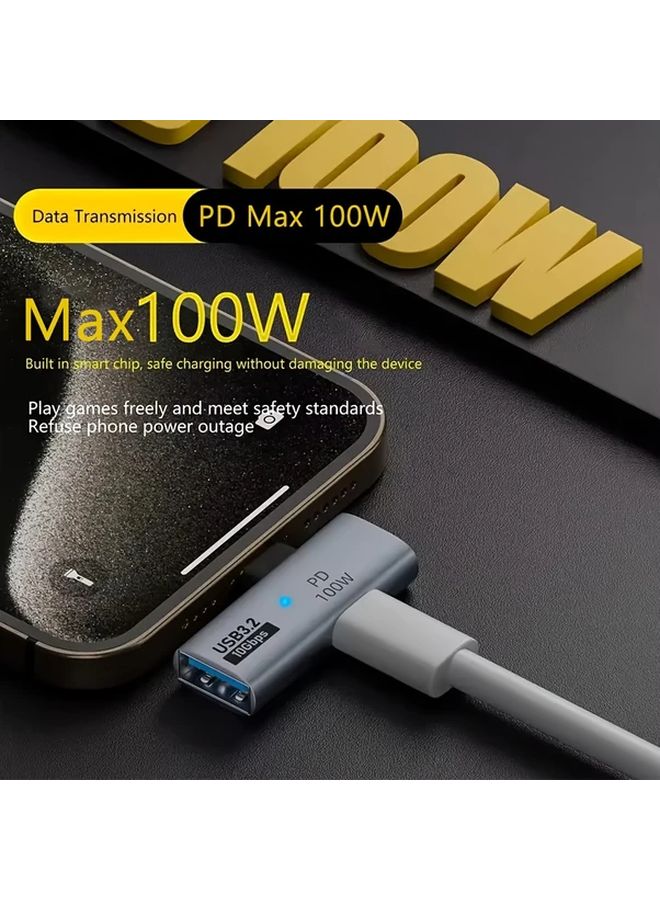 Gray 2 In 1 USB C Adapter With PD 100W Fast Charging Data Transfer OTG For Phone Tablet MacBook - Image 3