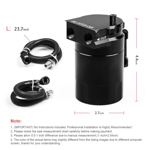 BOMLING 350ml Aluminum Oil Catch Can Polished Oil Separator Tank Compatible with Ford F150 2.7EB 3.5EB 5.0L Passenger Side 2011-2021, Expedition 3.5L EcoBoost 2018-2021, Raptor 3.5L Ecoboost 2017-2021,Red - Image 2