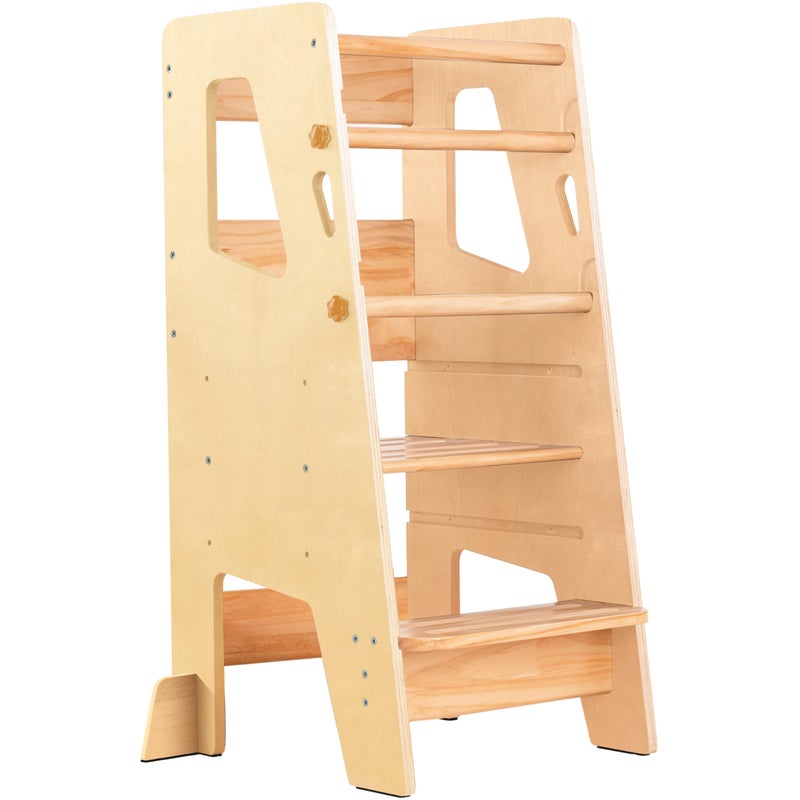 OCODILE Toddler Standing Tower - Adjustable Height Toddler Kitchen Stool Helper - Ideal Kids Kitchen Step Stool for Learning New Skills - Extra Secure with Safety Feet - Varnished - Image 1