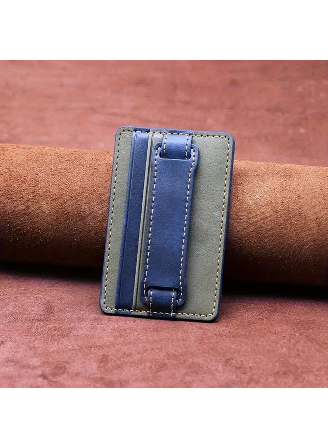 Grey PU Leather Phone Holder With Card Case And Wrist Strap 2 In 1 - Image 1