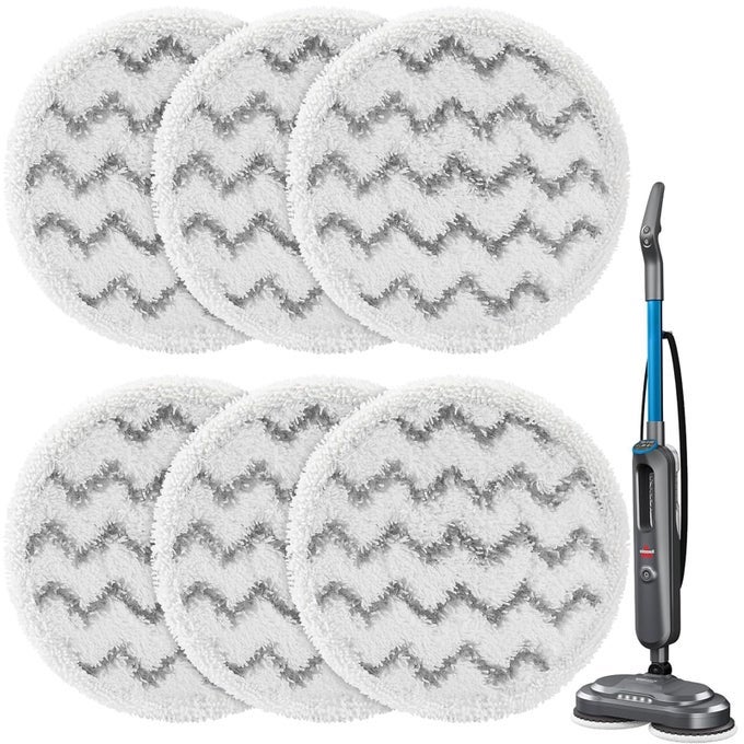 6 PACK 3897A ROTATING STEAM MOP PADS REPLACEMENT COMPATIBLE WITH BISSELL SPINWAVE 3897A 3712C 3712W SMARTSTEAM SCRUBBING STEAM MOP CLEANER 3897 3712 ONLYNOT FOR OTHER MODELS