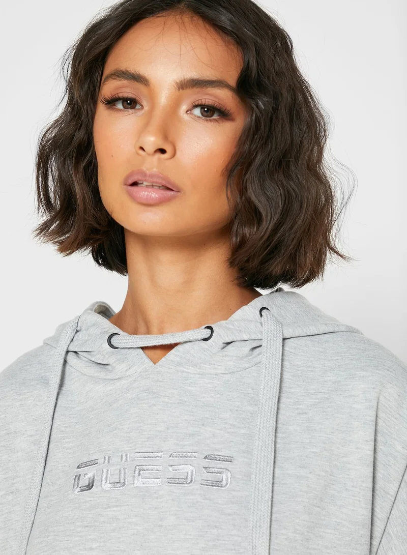 GUESS Logo Cropped Hoodie