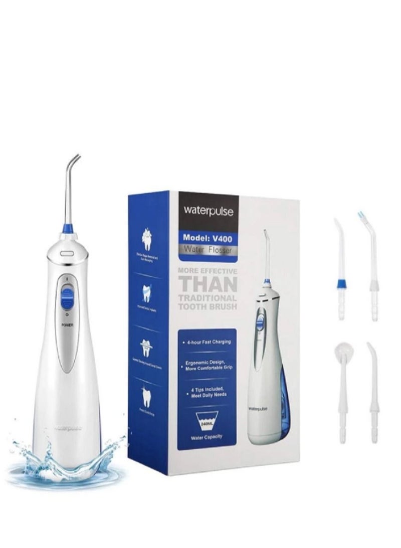 دي آر. بن جهاز الري الفموي Waterpulse V400 جهاز تنظيف الأسنان الكهربائي اللاسلكي قابل لإعادة الشحن والمحمول IPX7 مقاوم للماء  - Image 1