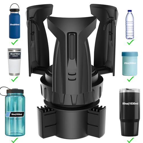 Zeyitian Cup Holder Expander Automatic Car Cup Holder Expander Holds Large Water Bottles for Yeti Owala Travel Tumbler Mugs Adjustable Arms Extendable Base Insert Accessories CUP03T 1PACK - Image 1