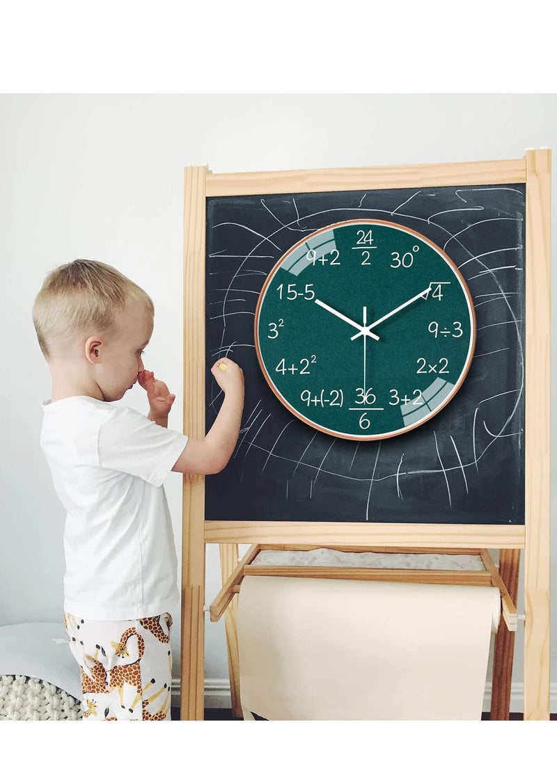 SYOSI 12 Inch Wall Clock, Mathematics Wall Clock, Non Ticking Math Clock, Silent Wall Clock Battery Operated, for Office Classroom School Home Kitchen Living Room Wall Decorations Teacher Gift (Green)  - Image 5