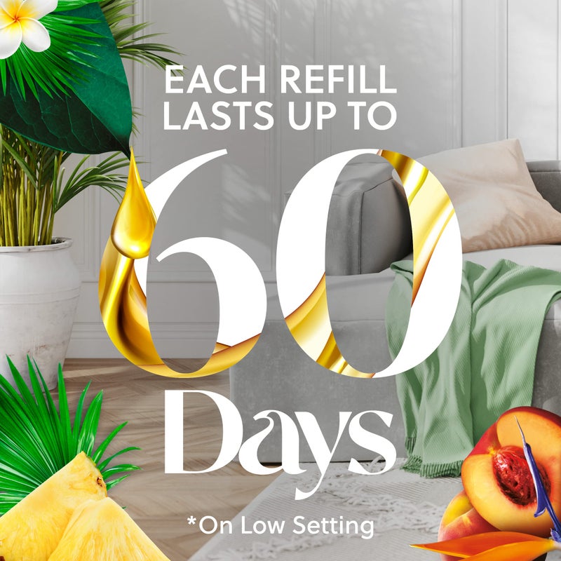 Air Wick عبوة إعادة تعبئة زيت معطر هواء Air Wick، 5 قطع، هاواي والفانيليا وبابايا الورد، معطر هواء، زيوت أساسية - Image 2