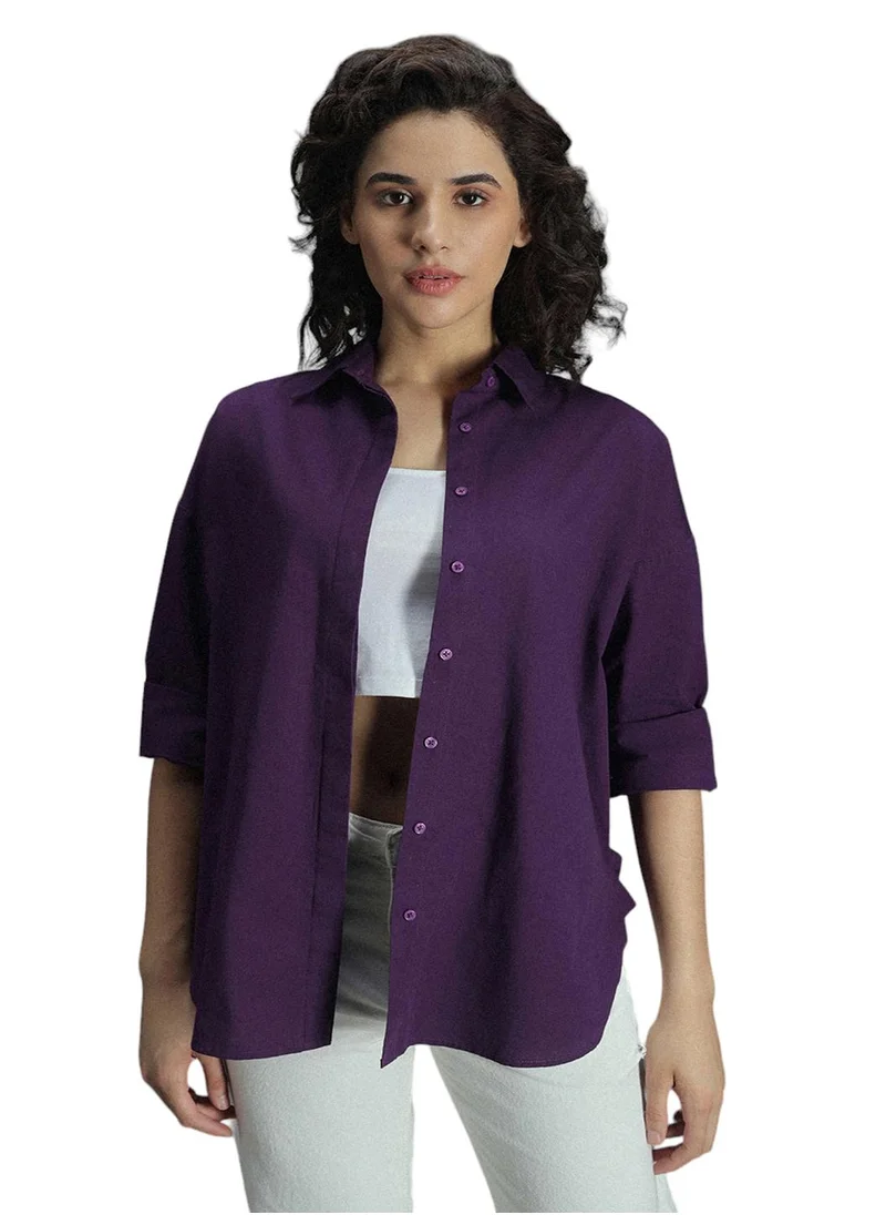 HIGH STAR Oversized Purple Shirt for Women