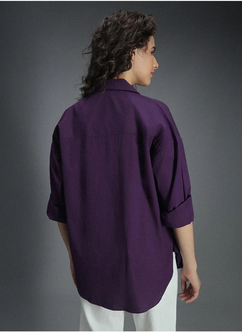 HIGH STAR Oversized Purple Shirt for Women