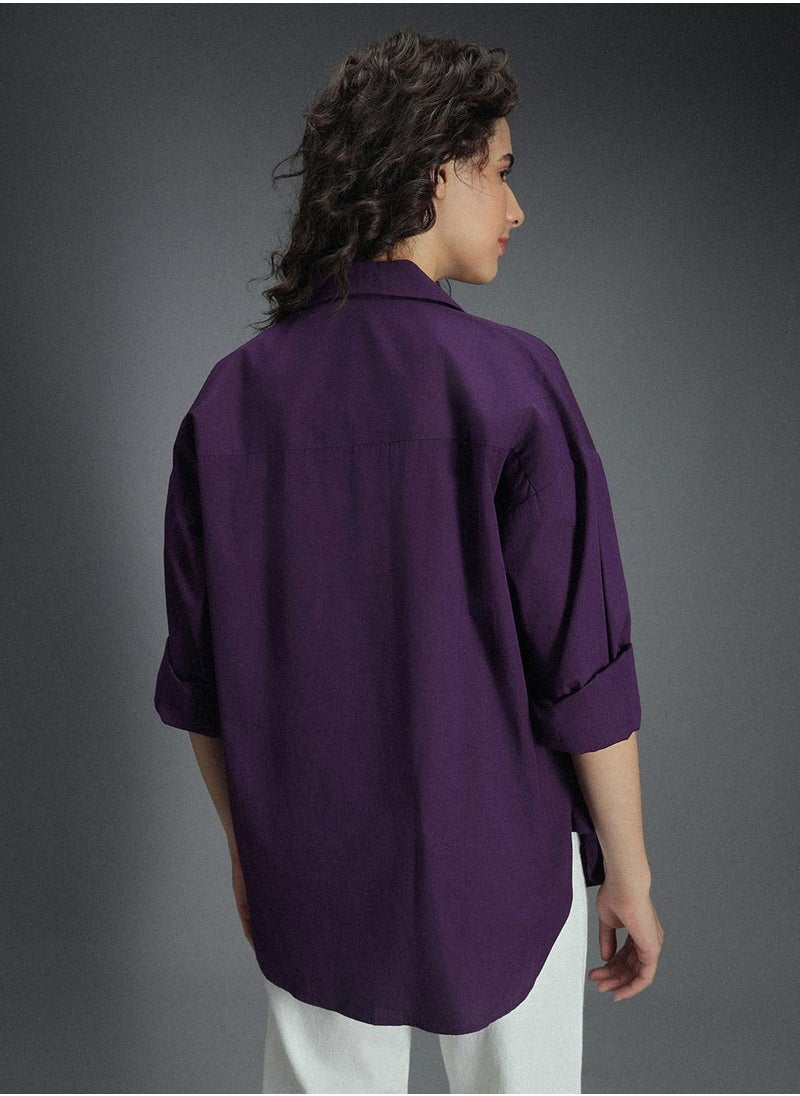 HIGH STAR Oversized Purple Shirt for Women  - Image 3