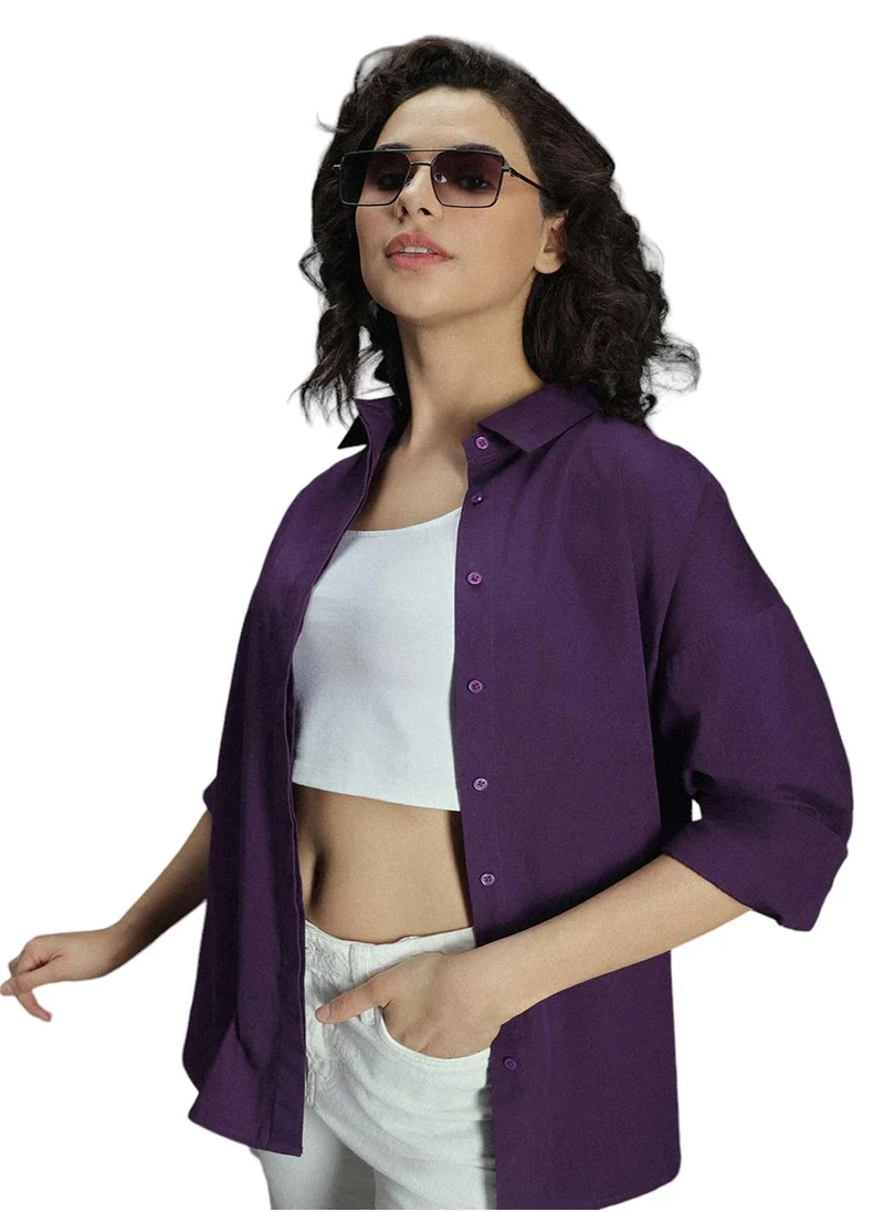 HIGH STAR Oversized Purple Shirt for Women