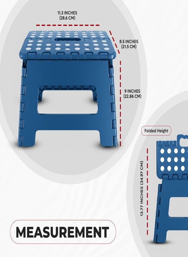 Utopia Home Folding Step Stool - (Pack of 1) Foot Stool with 9 Inch Height - Holds Up to 300 lbs - Lightweight Plastic Foldable Step Stool for Kitchen, Bathroom & Living Room (Blue) - Image 2