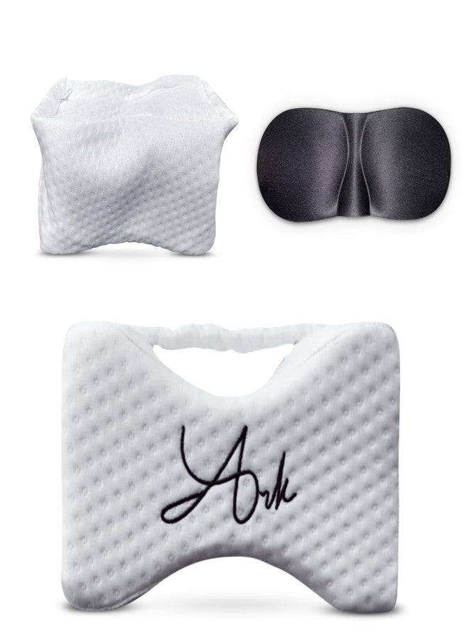 ARK وسادة الركبة من أرك مصنوعة من فوم الذاكرة للذين ينامون على الجانب - على شكل حرف H مع حزام للساق لتخفيف آلام العصب الوركي والورك والظهر - مع قناع للعين وغطاء إضافي قابل للغسل - Image 1