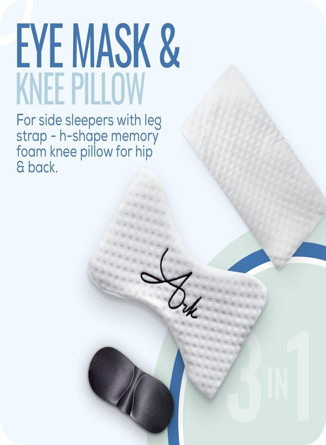 ARK وسادة الركبة من أرك مصنوعة من فوم الذاكرة للذين ينامون على الجانب - على شكل حرف H مع حزام للساق لتخفيف آلام العصب الوركي والورك والظهر - مع قناع للعين وغطاء إضافي قابل للغسل - Image 2