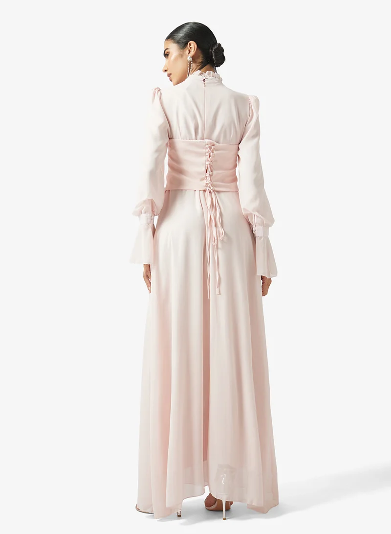 Khizana  Puff Sleeve Dress With Embellished Corset for Women | Best Price UAE