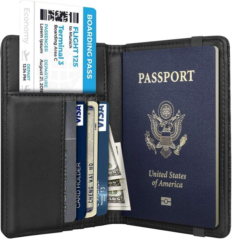 Coco Rossi Cleaner resistant Passport Holder Cover RFID Blocking Cute Slim Travel Passport Wallet for Women,Black Home & light industrial compatible - Image 3