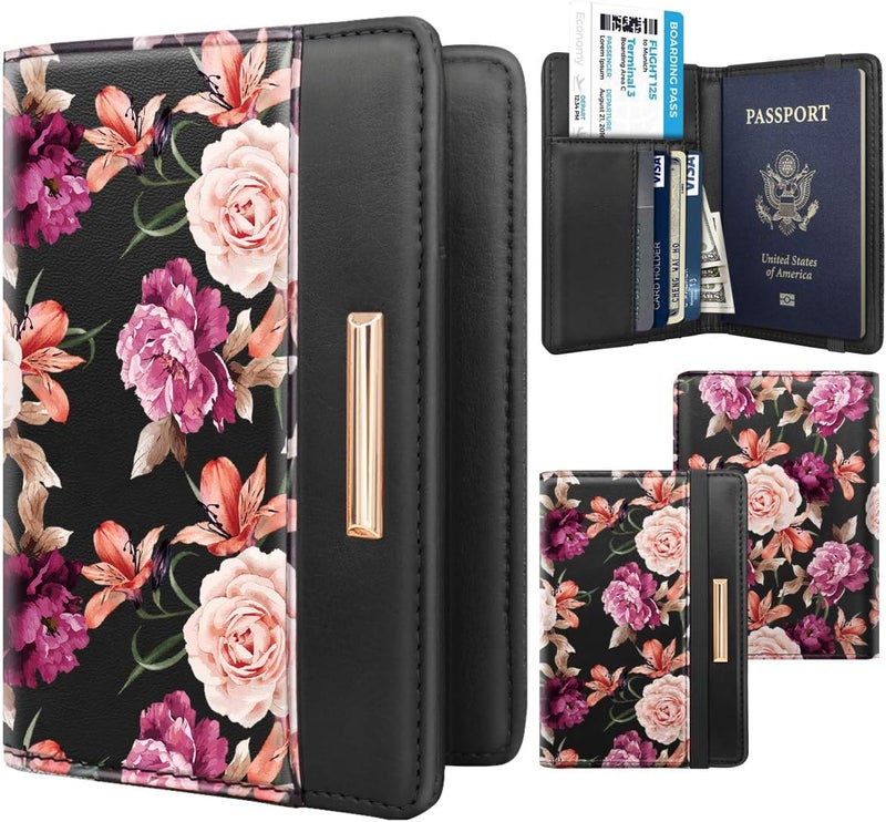 Coco Rossi Cleaner resistant Passport Holder Cover RFID Blocking Cute Slim Travel Passport Wallet for Women,Black Home & light industrial compatible - Image 2