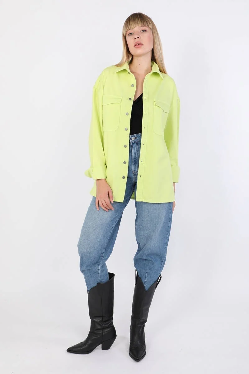 Banny Jeans Women's Oversize Jean Shirt Neon Green