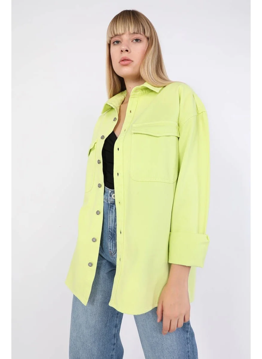 Banny Jeans Women's Oversize Jean Shirt Neon Green