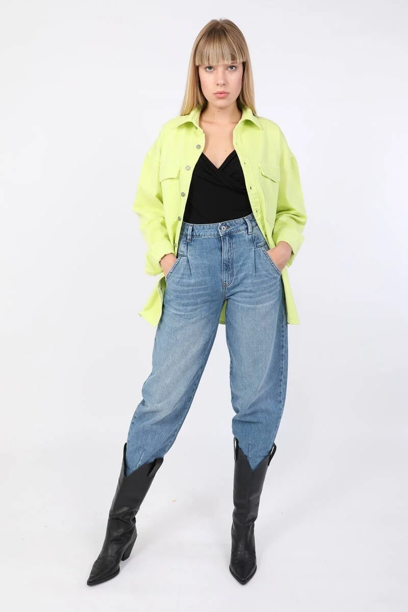 Banny Jeans Women's Oversize Jean Shirt Neon Green