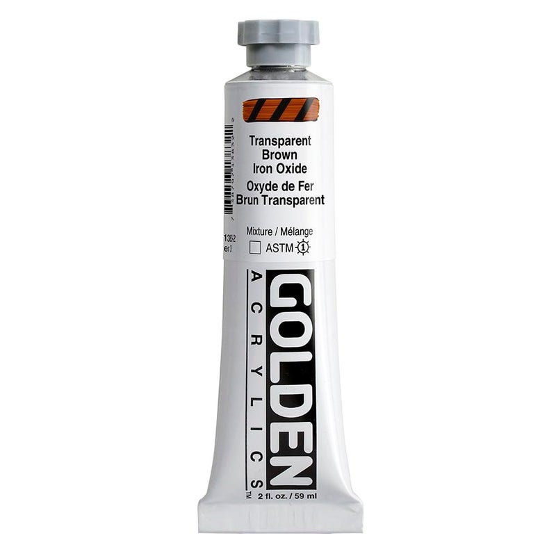 GOLDEN Heavy Body Acrylics, Transparent Brown Iron Oxide, 2 fl. oz. Tube, Professional Acrylic Paint, Transparent - Image 1