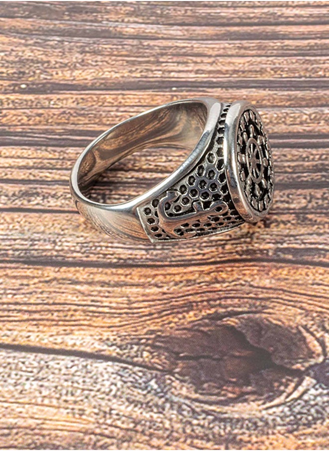 The Black Pearl Accessories Ship Wheel Silver Stainless Steel Ring For Him Size 10  - Image 4