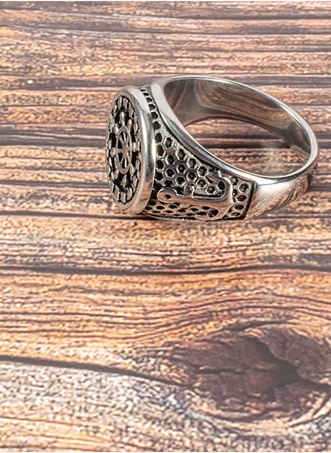The Black Pearl Accessories Ship Wheel Silver Stainless Steel Ring For Him Size 10  - Image 3