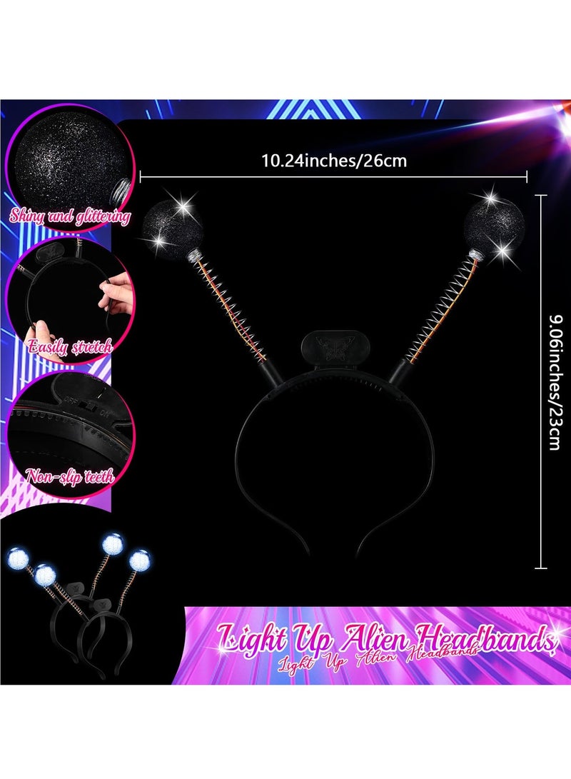 Loquat 2 Pcs Martian Antenna Headband, Light up Alien Headband Glitter Accessories for Party Cosplay - Image 2