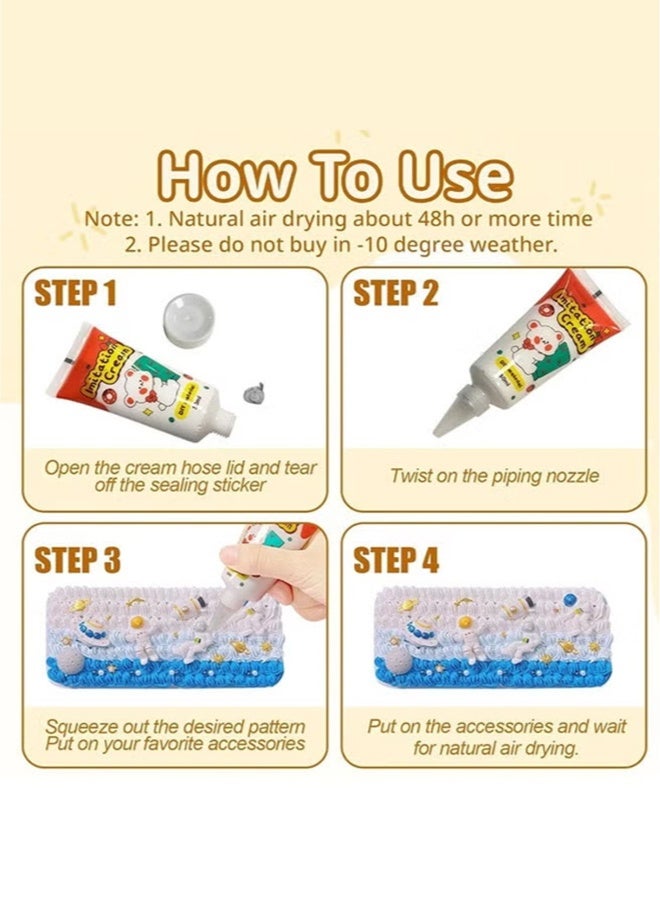 7 Colors Whipped Cream Glue, with Nozzle 3 Pack Decoration, Very Suitable for Making DIY Handicrafts(1.7 Oz) - Image 4