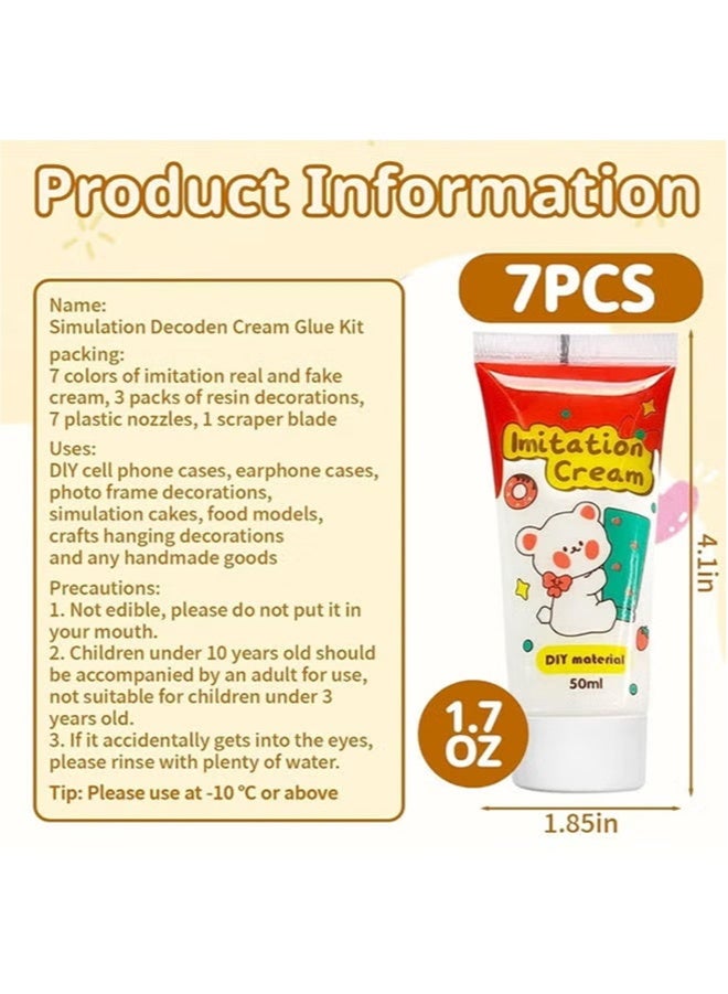 7 Colors Whipped Cream Glue, with Nozzle 3 Pack Decoration, Very Suitable for Making DIY Handicrafts(1.7 Oz) - Image 5