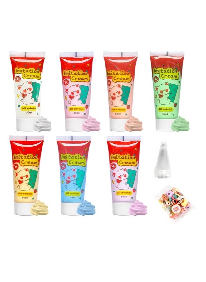 7 Colors Whipped Cream Glue, with Nozzle 3 Pack Decoration, Very Suitable for Making DIY Handicrafts(1.7 Oz) - Image 1