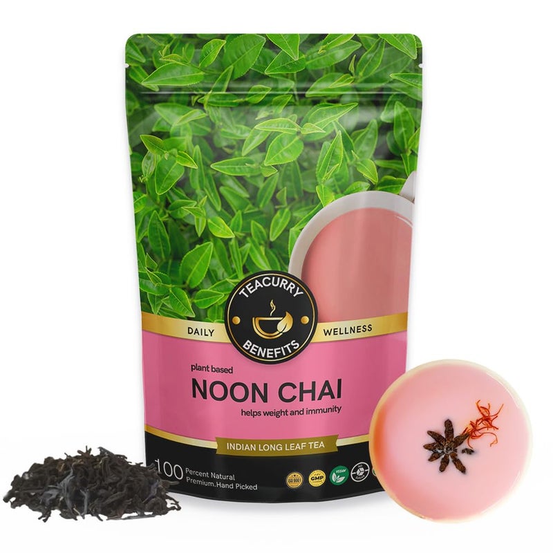 TEACURRY Noon Chai (100 Grams) - Pink Tea helps with Immunity, Weight management - 100% Natural - Image 1