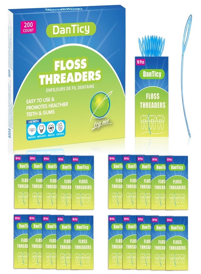 DanTicy Bridge Dental Floss Threaders, Firm and Stiff Loops for Braces, Bridges, Implants, Retainers, Orthodontic Plaque, Dental Floss Aid, 20 Packs of 10, 200 Count - Image 1