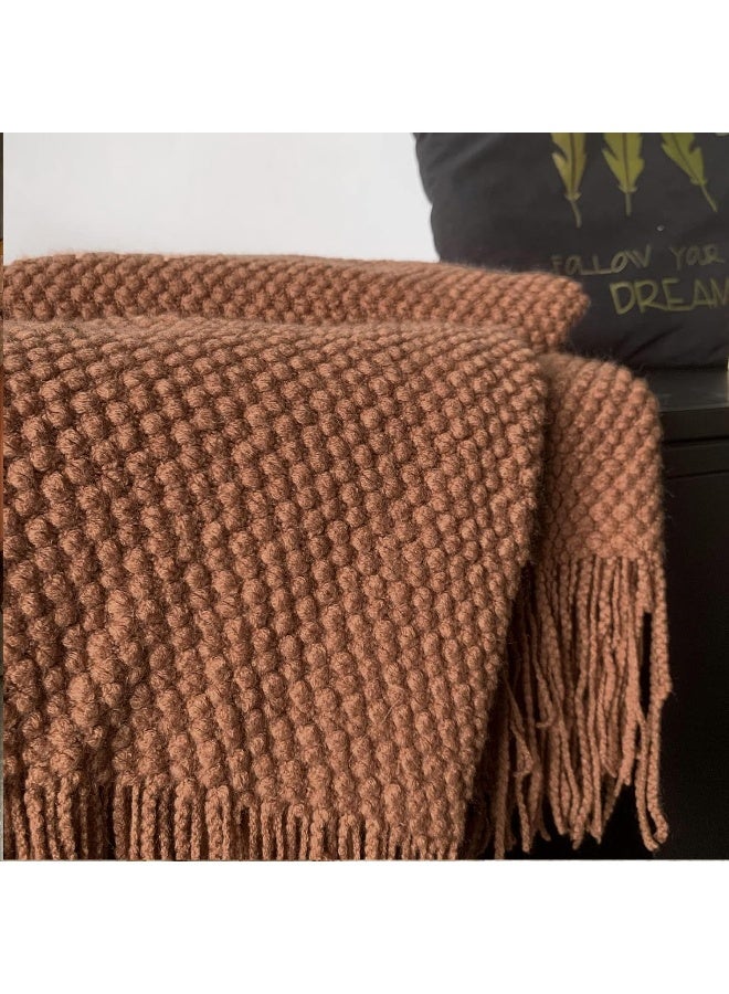 LOMAO LOMAO Knitted Throw Blanket with Tassels Bubble Textured Lightweight Throws for Couch Cover Home Decor  - Image 4
