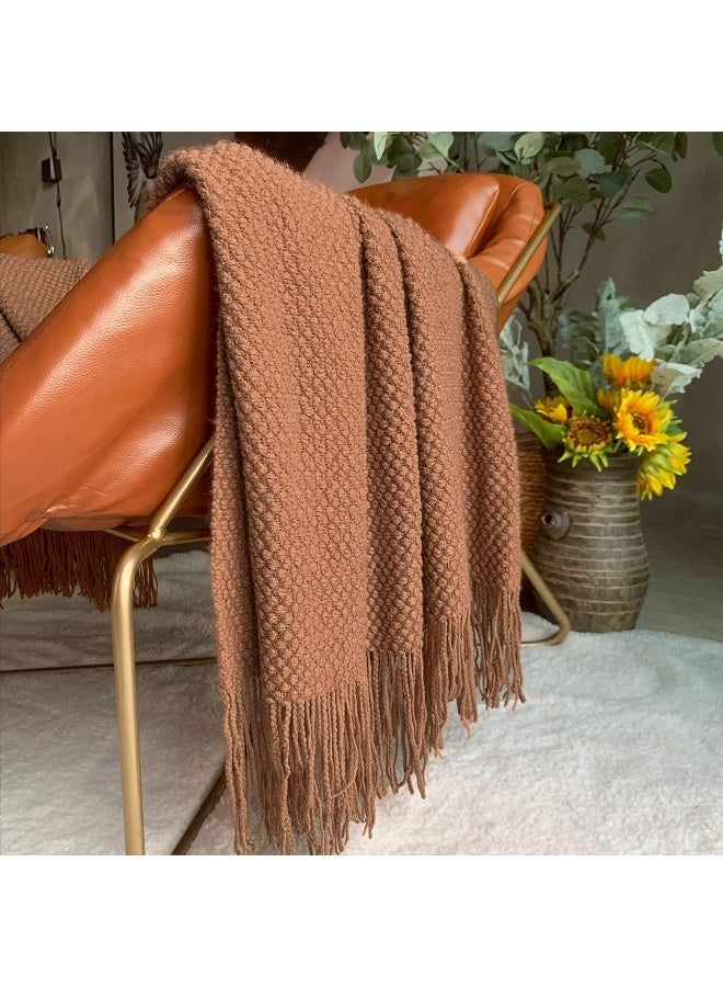 LOMAO LOMAO Knitted Throw Blanket with Tassels Bubble Textured Lightweight Throws for Couch Cover Home Decor  - Image 2