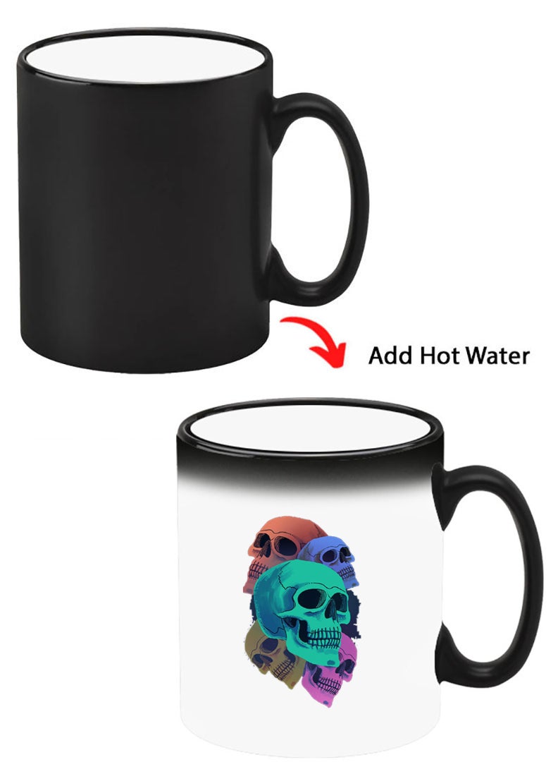 Theodor Color Changing Heat Sensitive Ceramic Mug, Image Revealed When HOT Liquid is Added! Colourful Skull - Image 1