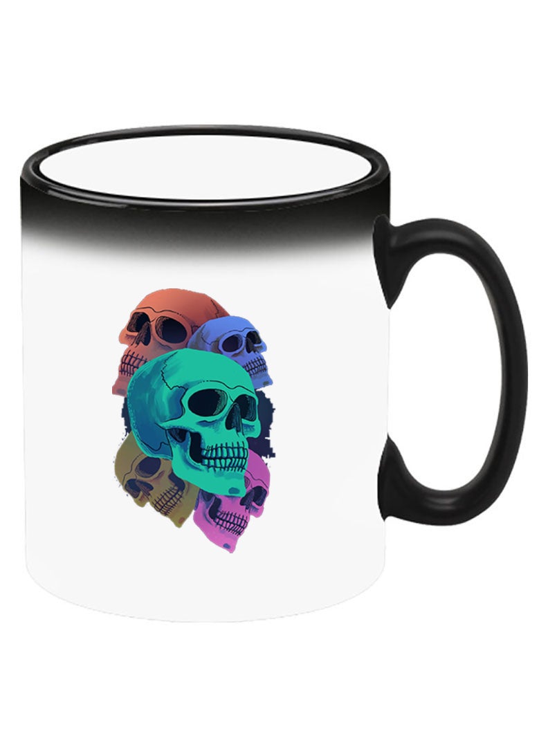 Theodor Color Changing Heat Sensitive Ceramic Mug, Image Revealed When HOT Liquid is Added! Colourful Skull - Image 2