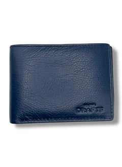 MARIO DRAFTS Mens Genuine Leather Bifold Wallet, Navy Blue  - Image 1