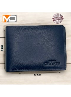 MARIO DRAFTS Mens Genuine Leather Bifold Wallet, Navy Blue  - Image 3